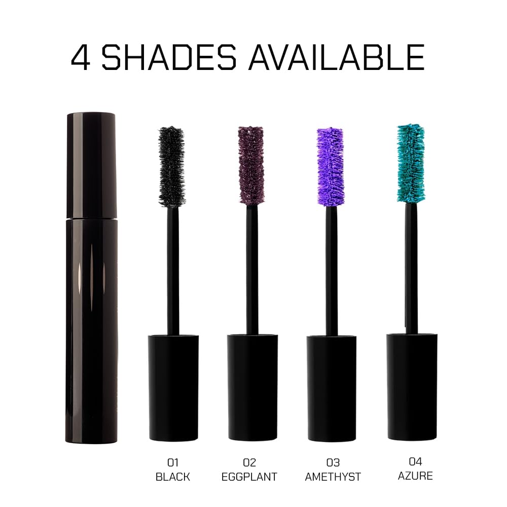 Radiant Mascara professionnel pour cils avec fibres pour un volume et une longueur extrêmes, formule de cire naturelle, sans cruauté envers les animaux, brosse en silicone