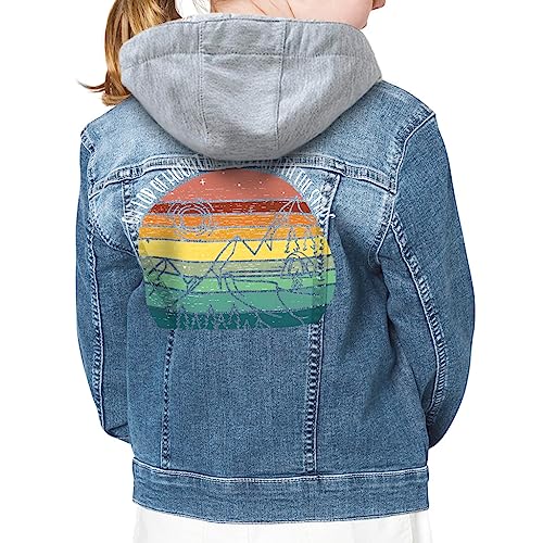 On Top Of Mountains Kids' Hooded Denim Jacket - Gift Ideas for Daughter - Camping Inspired Gift Ideas