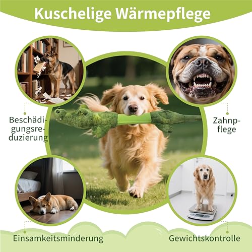 CUUOOT Hundespielzeug, Krokodil Tauziehen Plüschhundespielzeug, Süßes Quietschendes Hundespielzeug mit Crinkle-Papier, Unzerstörbar Gefüllte Hundekauspielzeug für Kleine, Mittlere, Große Hunde