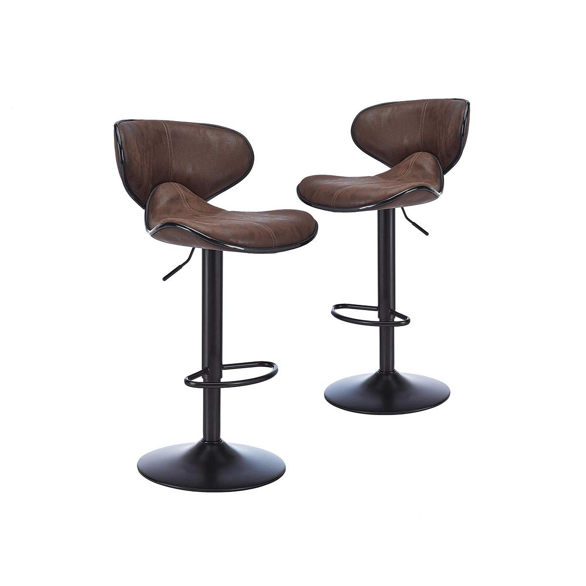 Photo 1 of CangLong Stools Swivel Adjustable Barstool, Counter Height Chairs w/Backrest and Footrest for Bar, Kitchen, Dining, Living Room and Bistro Pubx, Set of 2, Retro Brown