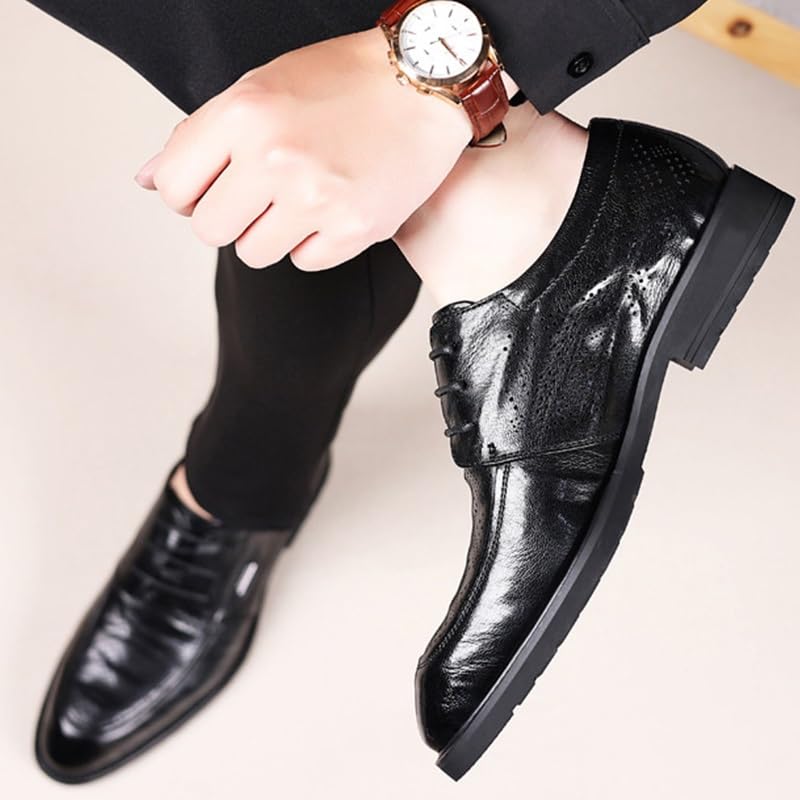 Men's Oxfords Business Dress Shoes Men's Breathable Leather Wingtip Brogue Oxfords Formal Business Casual Lace Up Oxford Suit Tuxedo Patent Leather Shoes Slip on Patent Leather Modern Dress Shoes for2