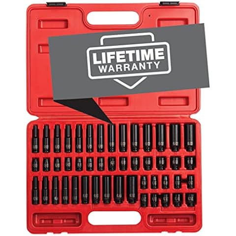SUNEX TOOLS 1848, 1/4 Inch Drive Master Impact Socket Set, 48-Piece, SAE/Metric, 3/16 Inch - 9/16 Inch, 4mm - 15mm, Standard/Deep, Cr-Mo Alloy Steel, Radius Corner Design, Heavy Duty Storage Case Cover