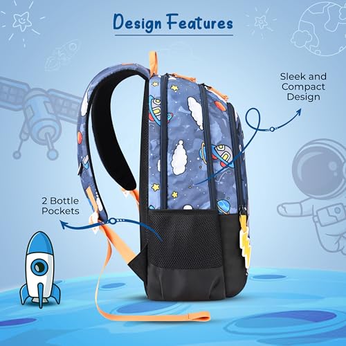 Image of Gear Astro Kid 15 inch /20L Small Water Resistant School Bag | Casual Backpack | Daypack | Travel Backpack | Kids Bag for Boys /Girls (Blue - Yellow)
