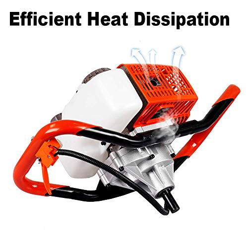 Eco Llc 63Cc Heavy Duty Gas Powered Post Hole Digger With 3Pcs Earth Auger Drill Bits (6" & 10" & 12'' Bits) And 60Cm Extention Rod （Products Will Be Delivered In Multiple Packages) #TOP3