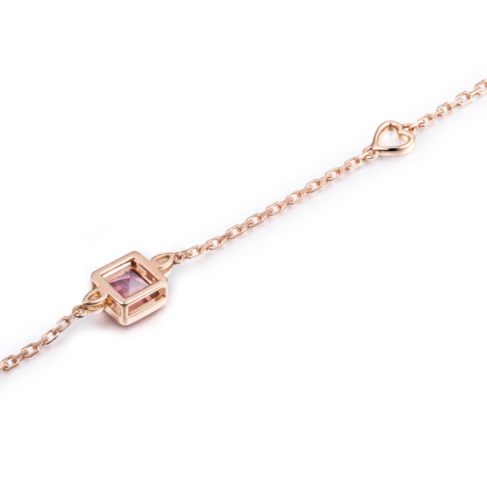 Bransoletki dla kobiet różowe złoto 18k/14k/9k, czerwony turmalin bransoletki 0,77 ct regulowane 6,3 do 18 cm + 3,8 cm długość z diamentem, damska część biżuteria delikatna