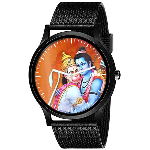 AROA Watch for Ram Hanuman Hugging Model : 1281 Black Metal Analog Black Strap Watch Orange Dial Stylish Watch for Boys (B0CRVVF5DJ) Amazon Price History, Amazon Price Tracker