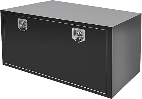 Miniatura 8 de Caja de acero para camión de 36 x 18 x 18 pulgadas, caja de herramientas de acero resistente negro, caja de herramientas para camioneta, organizador