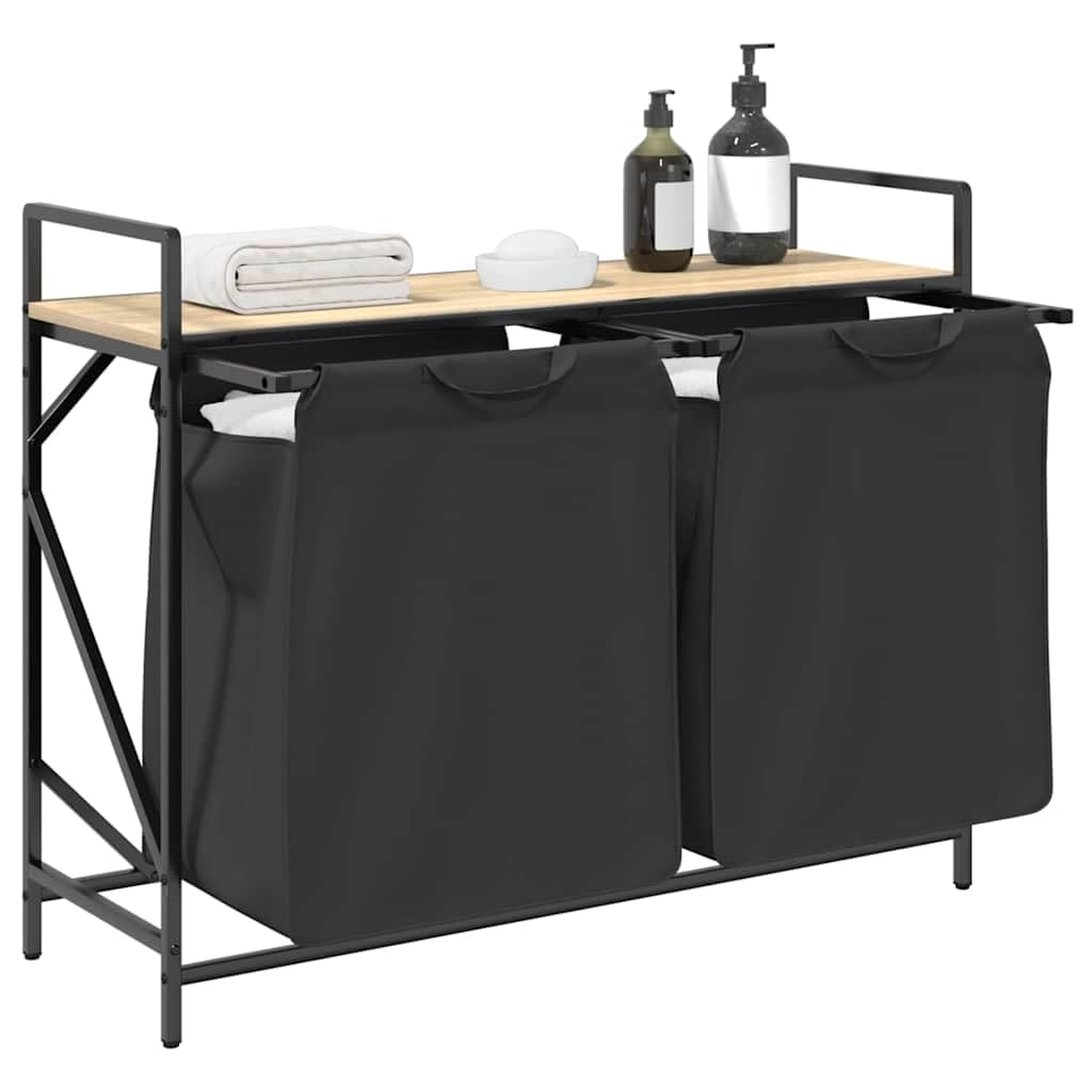 Cesto della Biancheria 2 Scomparti con Ripiano Rovere Sonoma,Forniture domestiche,Forniture Lavanderia,Cesti del bucato-859076