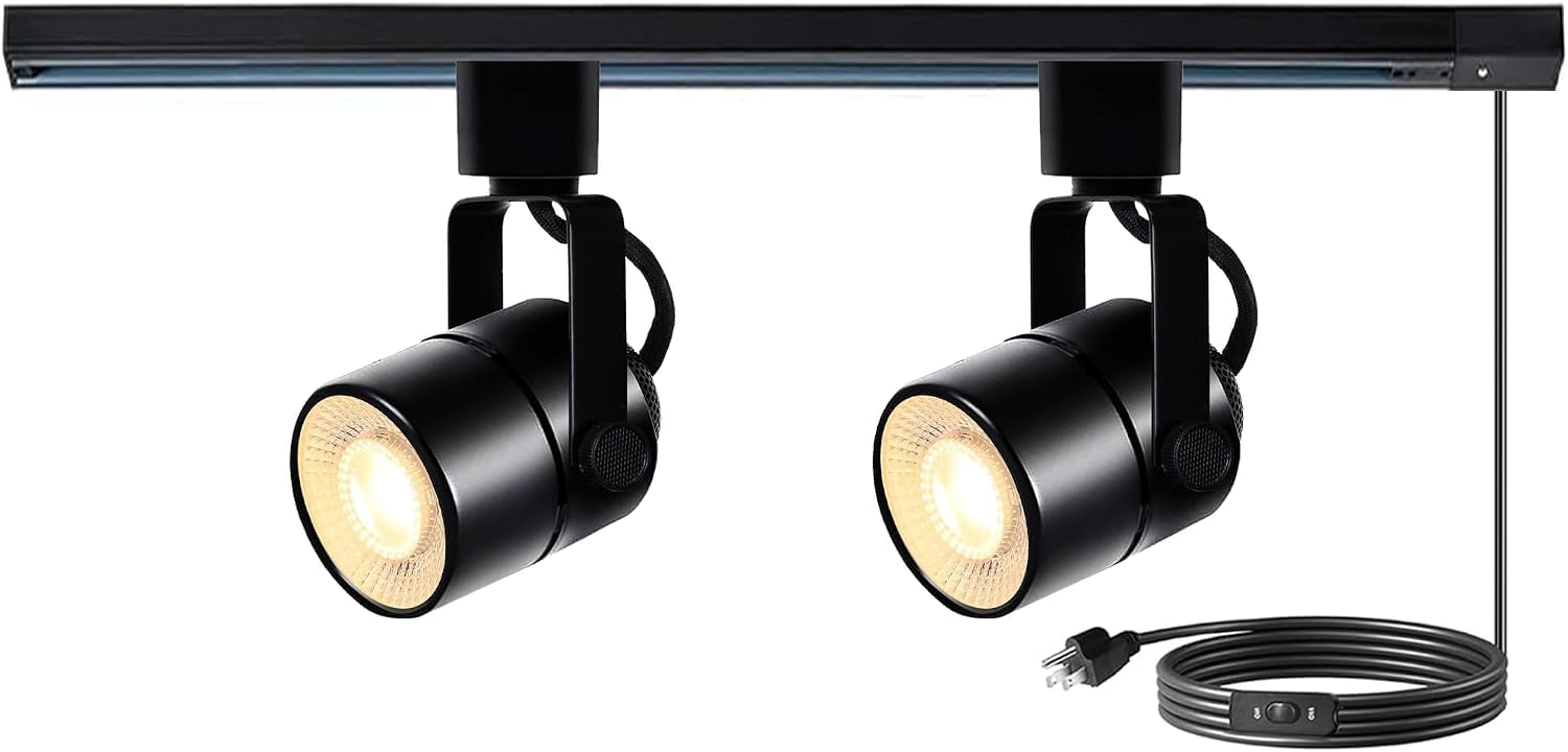 GU10 LED Black Track Lighting Complete Kit, 3000K Warm White