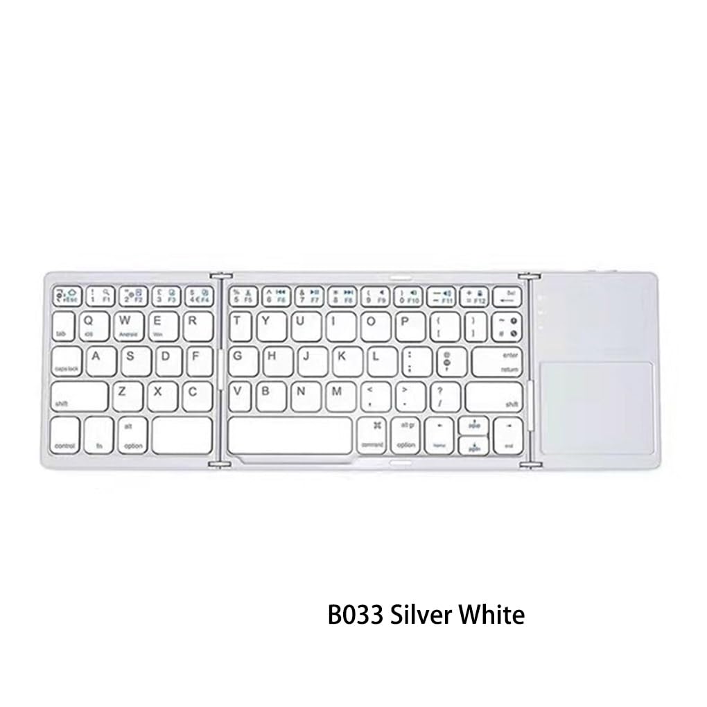 5 set di Tastiera ABS Portatile Pieghevole 140mAh Ricaricabile 64 Tasti Bluetooth Compatibile Cellulare Tastiera Accessori Argento Bianco