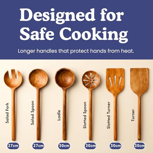 Non-Toxic Cooking Utensils – 6-Piece Kitchen Utensils Set, Glue-Free & One-Piece Wooden Spoons for Cooking, Natural Wooden Utensil Set with Plant-Based Finish, Free of Forever Chemicals - Image 6