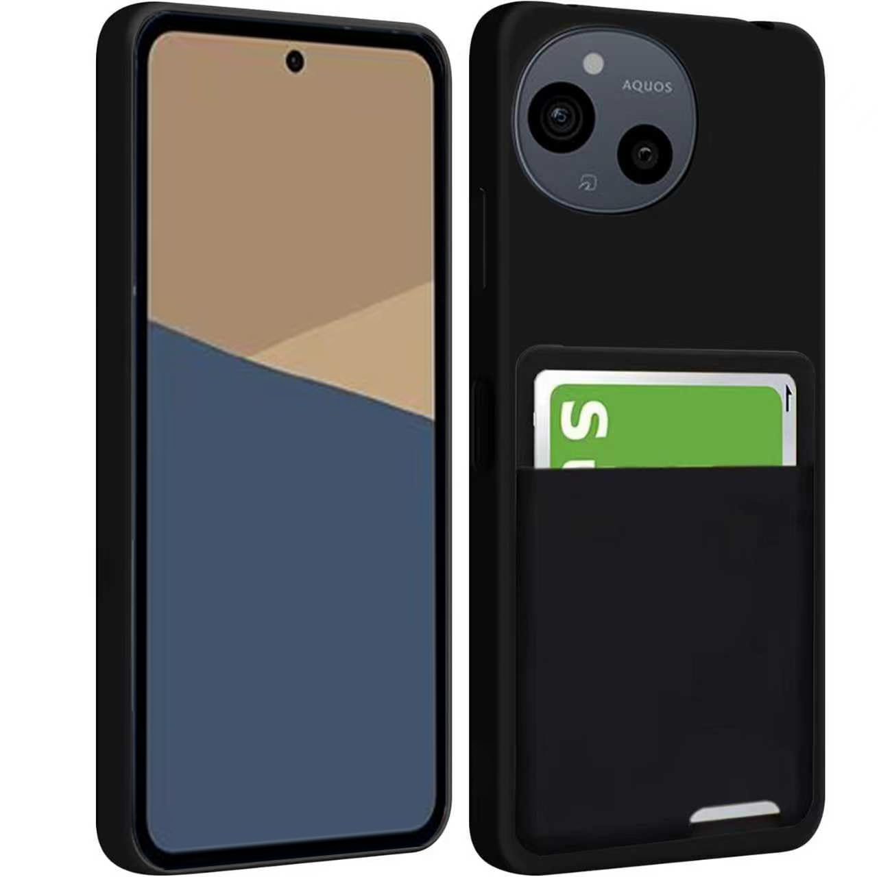 AQUOS sense10 ケース 背面収納 耐衝撃 カード収納 薄型 軽量 TPU カバー 黄変防止 指紋防止 アクオス sense10 スマホケース（ブラック）