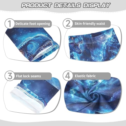 Boccsty Galaxy Space Blue Lightning Eyes Flash Dino Dinosaur Girls Leggings Kids Yoga Pants Dance Active Tights 4T3