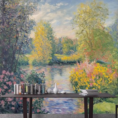 Fotomurales infantiles Estilo de pintura al óleo Jardín romántico Fotomurales Tv Fondo Pared Moderno Dormitorio Murales Fotomurales Decorativos 150 x 105 cm