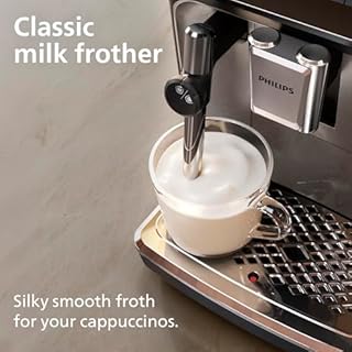 Philips 3300 Series Bean to Cup Coffee Machine - 5 Hot & Iced drinks, Classic Milk Frother & Cappuccino Maker, Quick-to-Clean, 40% Quieter, Ceramic Grinder, Fully Automatic Espresso machine EP3326/90