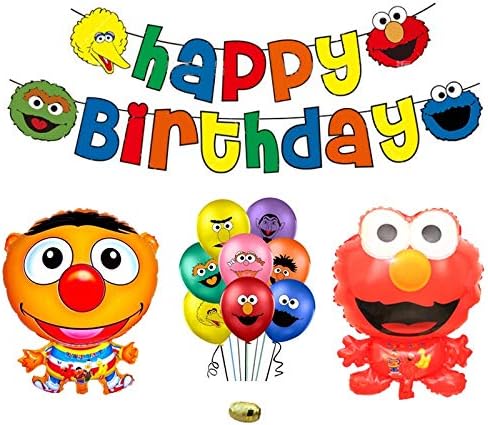 XIAOYAN Balloon 12pcs/set kids ballon globos Sesame Street Helium Balloon Party Decoration Banner For Birthday Party Decoration ( Ballon Size Show , Color : Plum , Shape : Other )