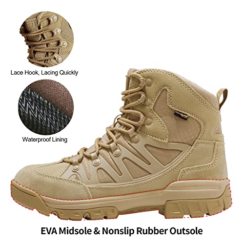 FREE SOLDIER Men's Tactical Waterproof Lightweight Hiking Boots Military Combat Boots Work Boots4