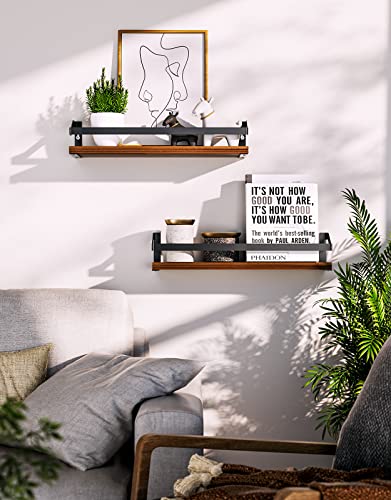 Swtymiki Spice Rack Wall Mount, 2 Pack Rustic Natural Wood Spice Rack Organizer For Cabinet, Hanging Spice Shelf For Kitchen Seasoning Organizer, Cabinet Organizer And Wall Storage #TOP6