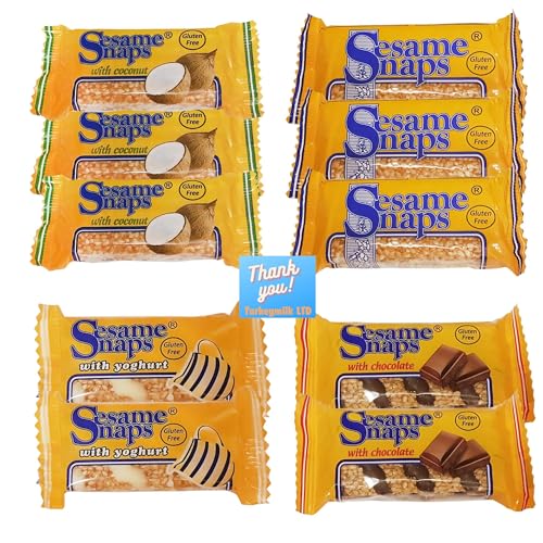 Sesame Seed Snack Bundle 10 Packs Sesame Snap Chocolate Yoghurt Original and Coconut