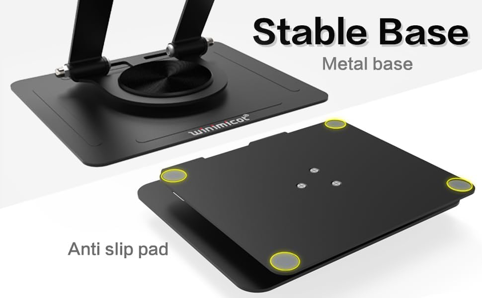 Miniatura 8 de Soporte para tablet para escritorio, con base de metal giratoria de 360, soporte de doble varilla ajustable multiángulo, accesorios de oficina en