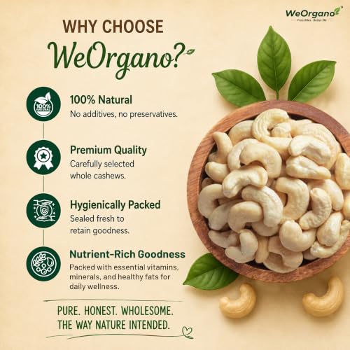 Image of W320 Cashew 500gm | Whole Cashews | Protein Rich Kaju | Premium Dry Fruits | Naturally Buttery & Creamy | No Added Sugar | No Preservatives | Healthy Snacks for Kids & Adults | Hygienically Packed
