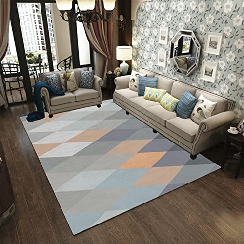 alfombras Pasillo largas Alfombra Rectangular Moderna Gris Azul Geométrica para Decoración De Sala De Estar, Alfombra para Dormitorio Sala de alfombras Dormitorio niña 100X160CM 3ft 3.4' X5ft 3'