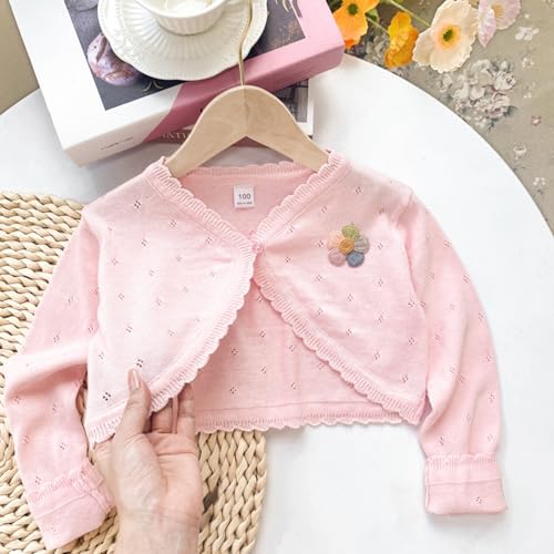 Girls Cotton Cardigan Dress Cover Up Kids Long Sleeve Open Front Bolero Cropped Jacket Solid Color Knitwear2