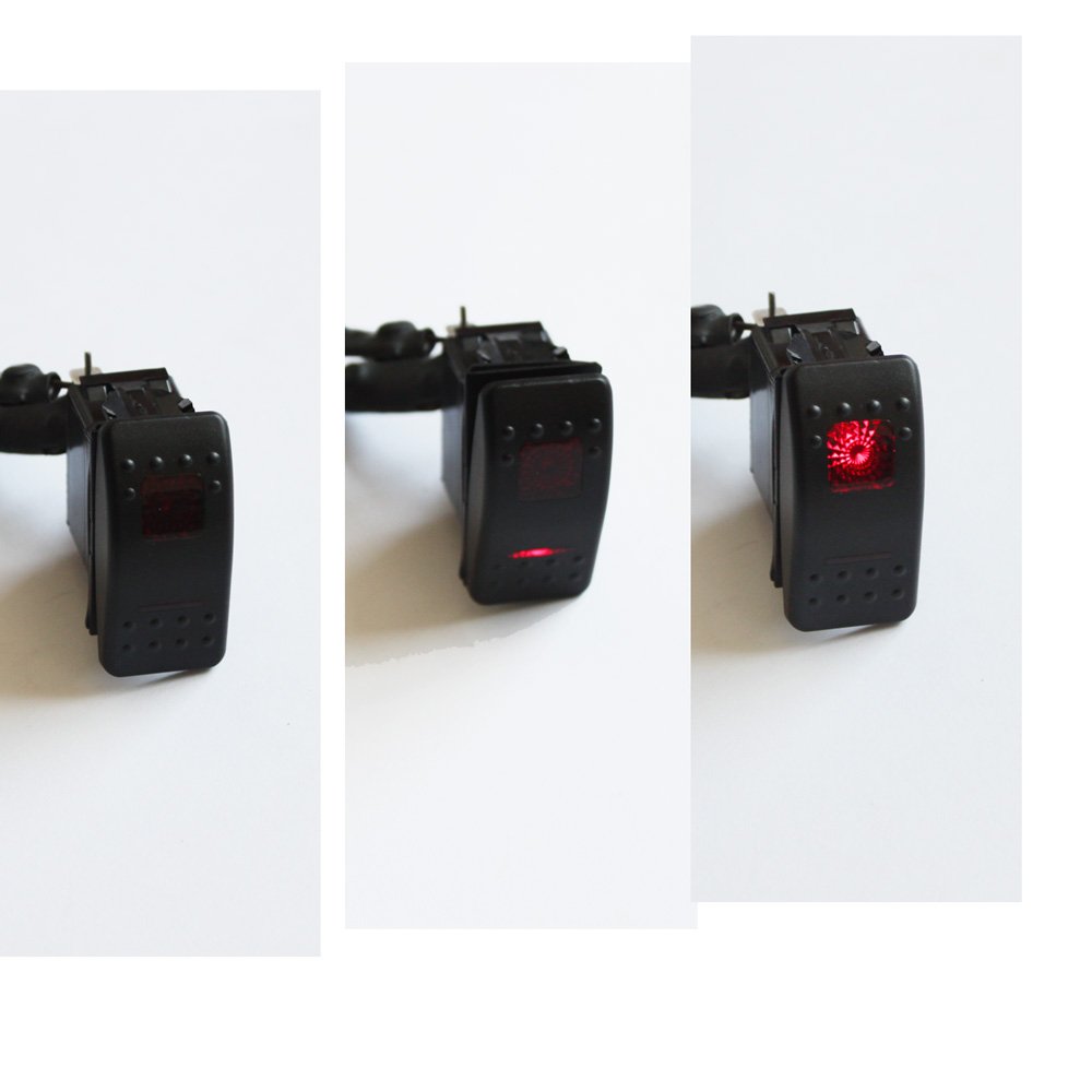 X-Haibei Marine Rocker Switch Waterproof 12V/24V ON-Off-ON 4 PIN Red LED Lighted for Boat Car Truck Trailer Caravan RV SUV ATV UTV