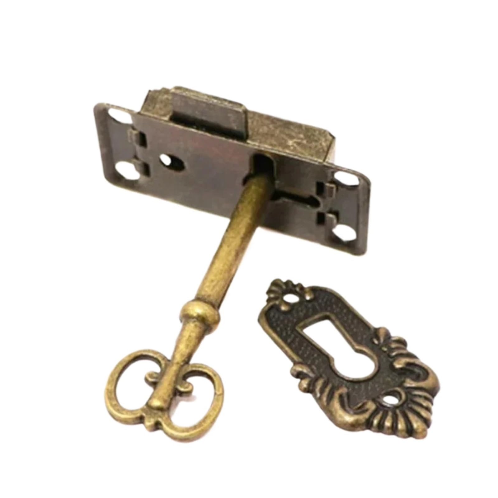 2sets Antique Door Lock Drawer Jewelry Box Cabinet Wardrobe Cupboard Set Key Furniture for Cabinets(Green Bronze)