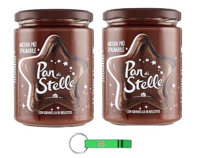 Pan di Stelle Crema Spalmabile Avellana untable Crema 2 x 580 g nata con granos de galletas sin aceite de palma + llavero Beni Culinari gratuito