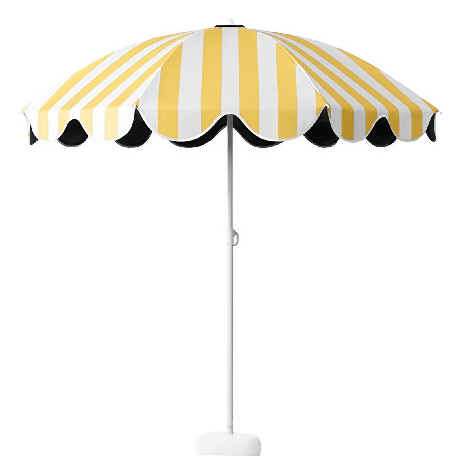 Parasol de Jardin Rayé Jaune et Blanc - Léger et Portable - Tissu Résistant à la Décoloration - Petit Parasol Extérieur