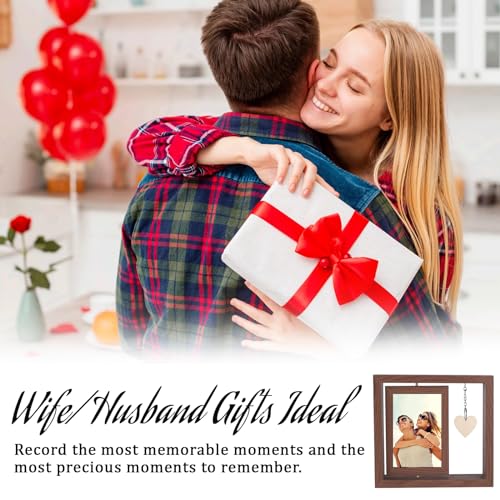 LTXDJ Draaibare fotolijst voor 2 foto's, 4 x 6 cm, houten Newlywed jubileum, fotolijst, paar, cadeau voor hem en haar, gepersonaliseerd fotocadeau voor bruiloft, Valentijnsdag, Moederdag, beste vriend - Image 3