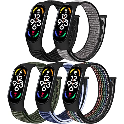 SOiiKE 5 Pièces Bracelet Compatible avec Xiaomi Mi Band 7/Mi Band 6/Mi Band 5/Mi Band 4/Mi Band 3, Bracelet de Remplacement en Nylon pour Xiaomi Mi Band 5,...