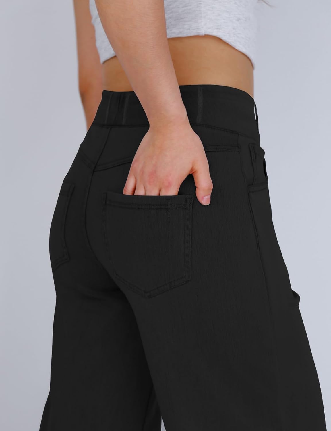 Simple Flavor Women's Wide Leg Jeans High Waisted Stretch Pull-on Baggy Denim Pants with Pockets - Image 5