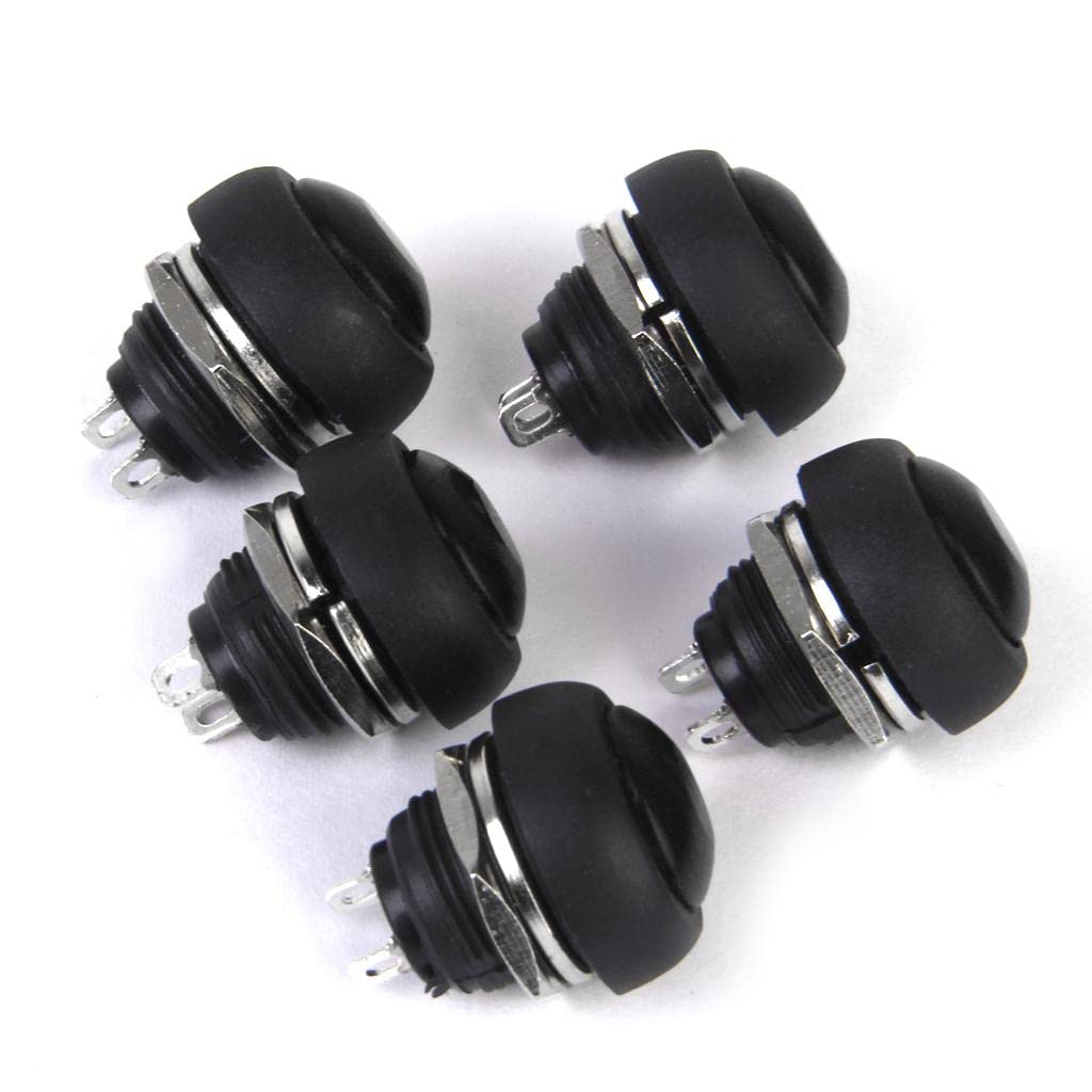 THE STYLE SUTRA® 5 x Momentary Push Button Horn Switch for Doorbell/Boat/Car Waterproof Black | 5 X Momentary Push Button