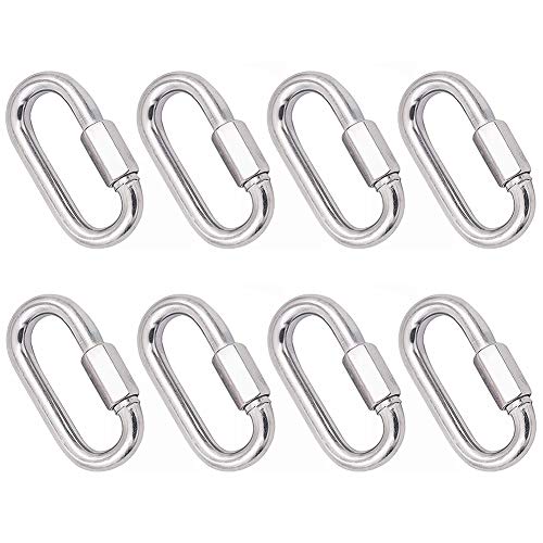 8PCS M5 Mosquetón de Acero,OYSJ Mosquetón en Forma de D, Mosquetón de Acero Inoxidable 304 para Camping,Pesca,Senderismo o Viaje(Plateado) Cover