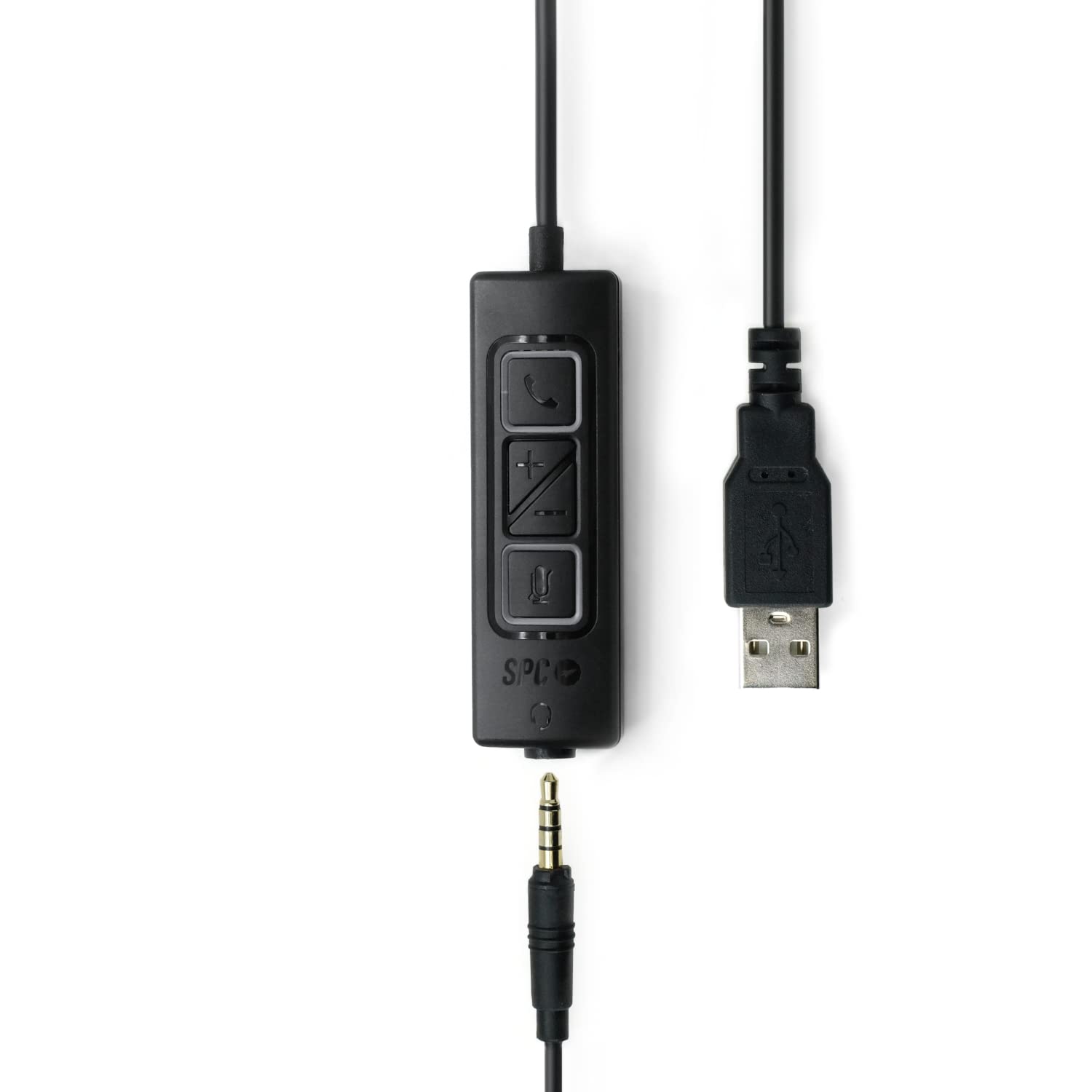 SPC Brave Pro – Auriculares Profesionales con micrófono y cancelación de Ruido, conexión USB-A + AUX, Control Remoto en Cable, Almohadillas con Acabado en Polipiel, Sonido estéreo, Color Negro