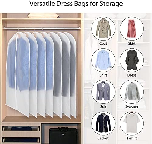 Syeeiex Suit Bags Clothes Covers[10 Pack] with Zipper, PEVA Translucent Breathable Washable Suit Carriers for Wardrobe Storage and Travel Dustproof, 60 x 101cm (24" x 40")
