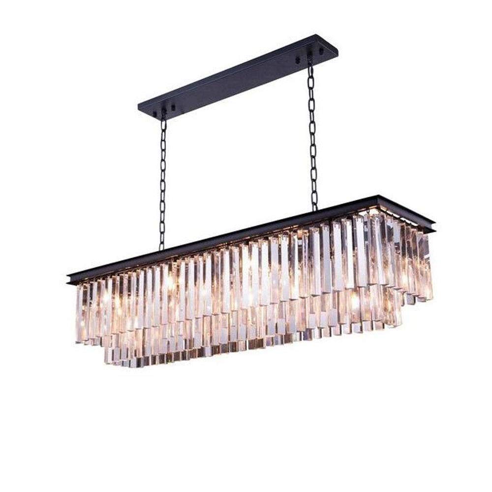 Mopoq8 Lights Black Finish Light Luxury Pendant Lighting, Chandelier Hanging Fixtures Room Art Decor Gray Crystal Chandelier Rectangle Amber Crystal Chandelier Decorative Lights E14