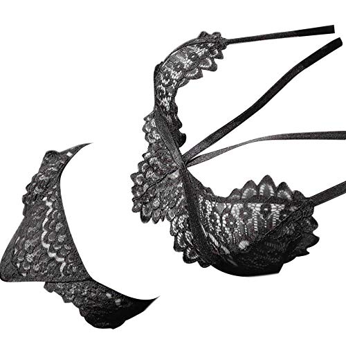 Ensemble de lingerie en cuir synthétique noir avec soutien-gorge push-up taille M