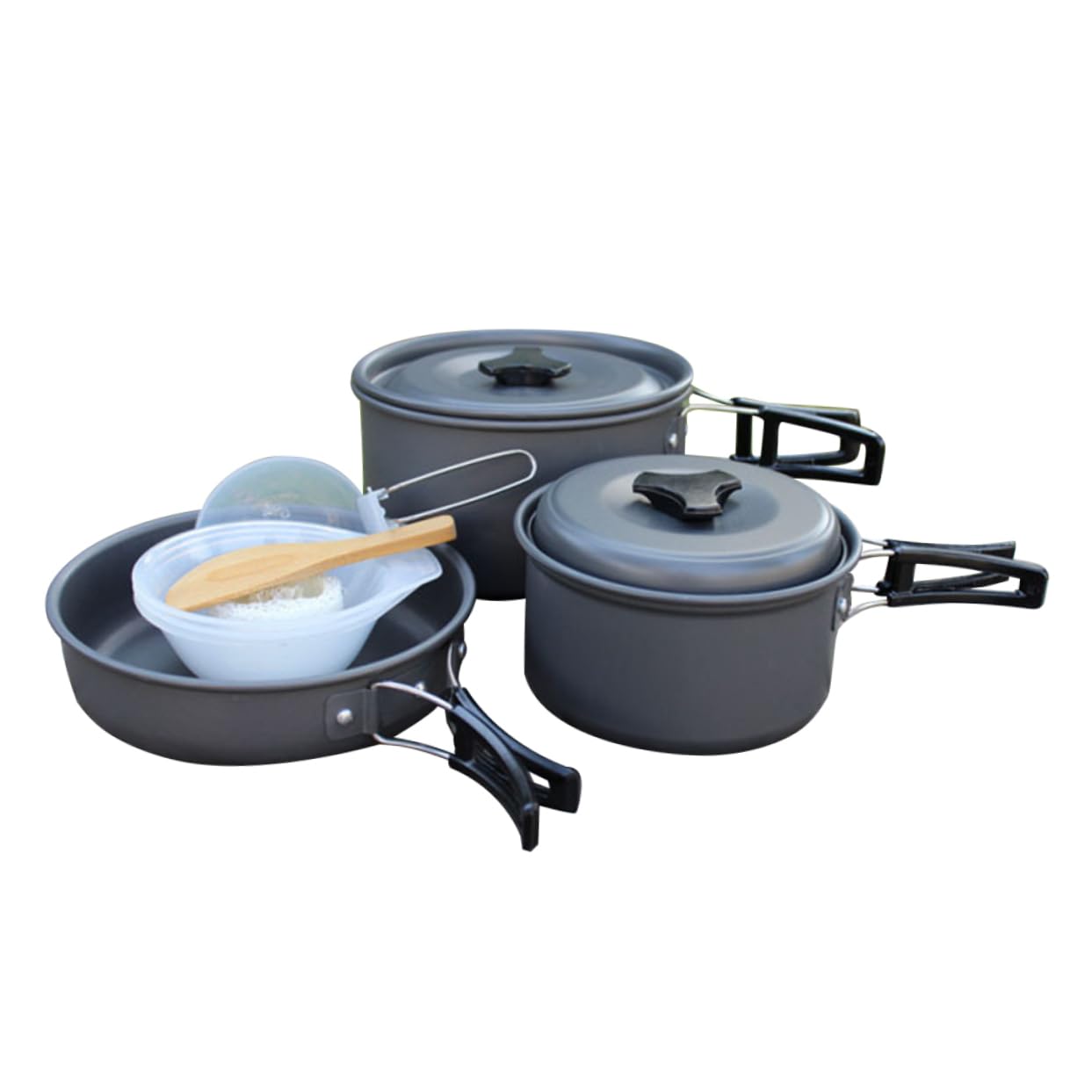 WHAMVOX Camping Accessories Cooking Set Lightweight Aluminum Outdoor Pot Set Includes Frying Pan Soup Spoon Rice Spoon for Hiking