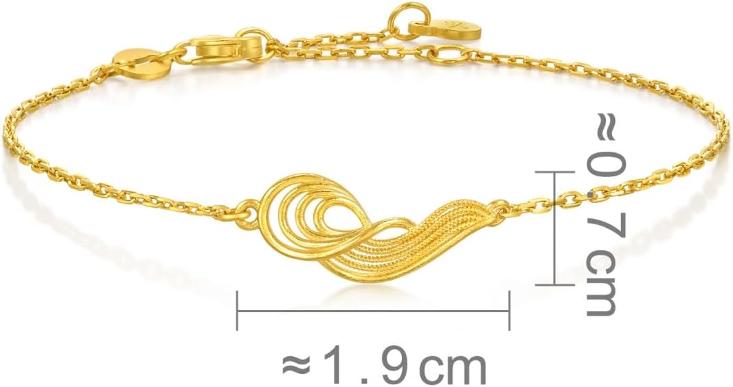 CHOW SANG SANG 999.9 24K Gold MINTYGREEN Dainty Bracelet for Women 18CM 95138B