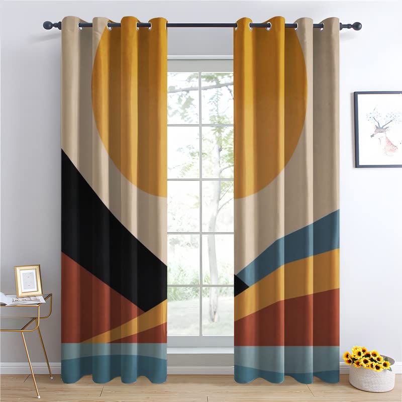 Générique Rideau Occultant Soleil Rideaux Thermiques à Oeillets pour Chambre, Motif Boho Rideaux Salon Moderne Lot De 2 Décoration De Fenêtre pour Chambre Enfant Fille Garcon Rideaux, 140x240 G-1&012