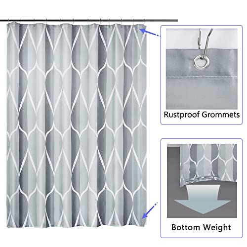 Image of LLSCL Grey Grid Fabric Shower Curtain Liner with Magnets, Waterproof Hotel Quality, 72 x 72 Machine Washable