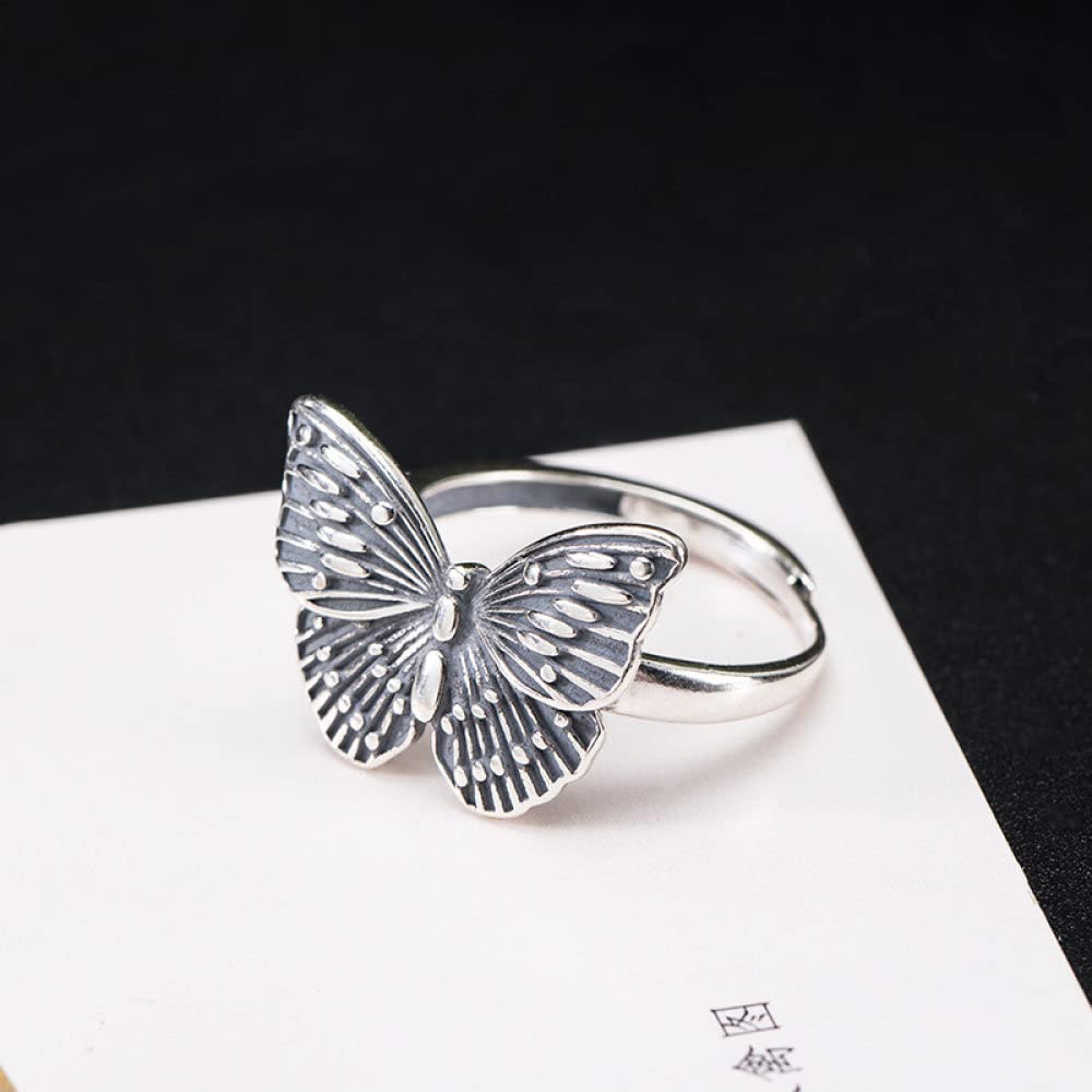 HGJH Anello in Argento 925 da Donna,Anelli Regolabili per Donna Farfalla Anello in Argento Sterling 925 retrò FEDI Nuziali in Argento Vecchio Stile per Donna Anelli Eternity Anelli da Donna Regalo