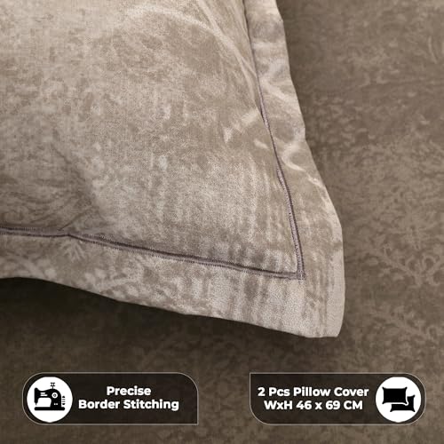 Image of Story@Home Luxe 400 TC Sateen Weave 100% Cotton Bedsheet King 270 cm x 270 cm Ombre Printed Soft Flat Sheet with 2 Pillow Covers 18 x 27 Inch Coffee Brown-Gift Packaging