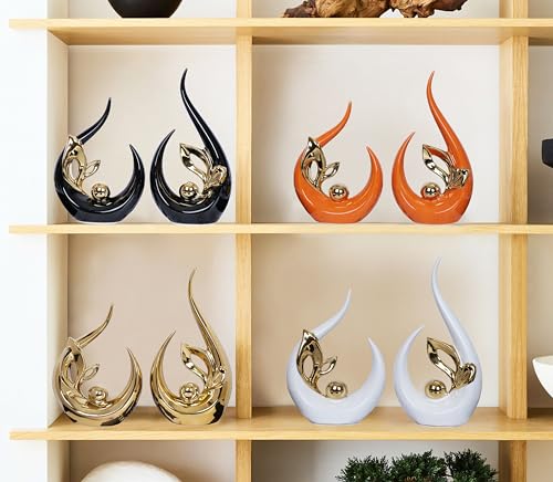 Estatuas Decorativas de Cerámica Naranja Juego 2 Pzas miniatura 4