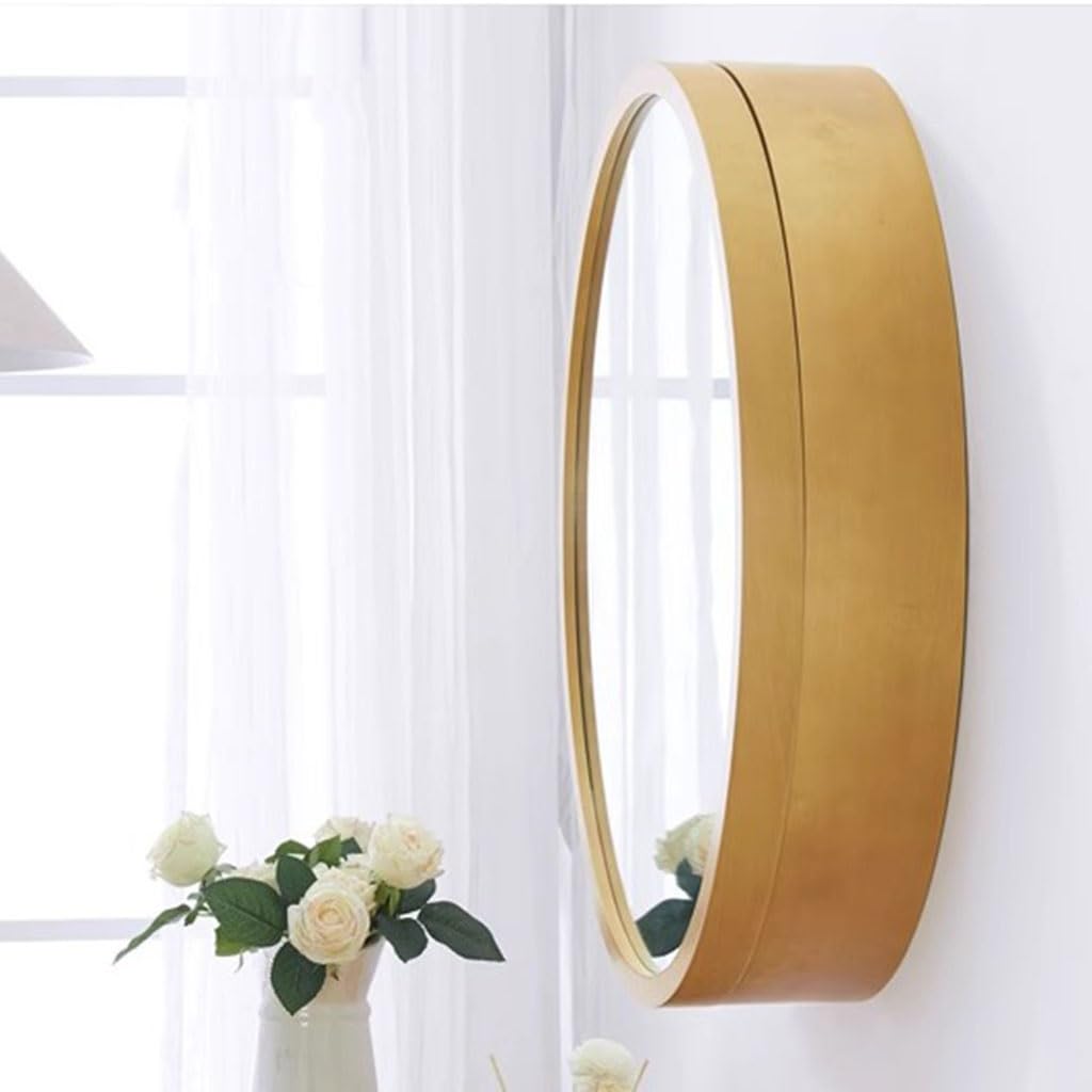 Runder, beleuchteter Badezimmerspiegelschrank – 60 cm, Wandmontage, Gold, mit Stauraum. Stilvolles, modernes Design für Wohn- und Wellnessbereich.