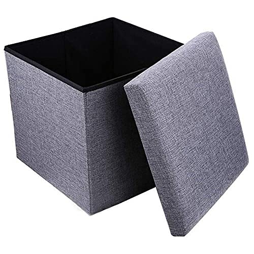 Cube Shape Sitting Stool with Storage Box Living Foldable Storage, Multipurpose Clothes, Books and Toys Organizer with Cushion Seat Lid 30 X 30 X 30 cm (Multi Color)-image-9