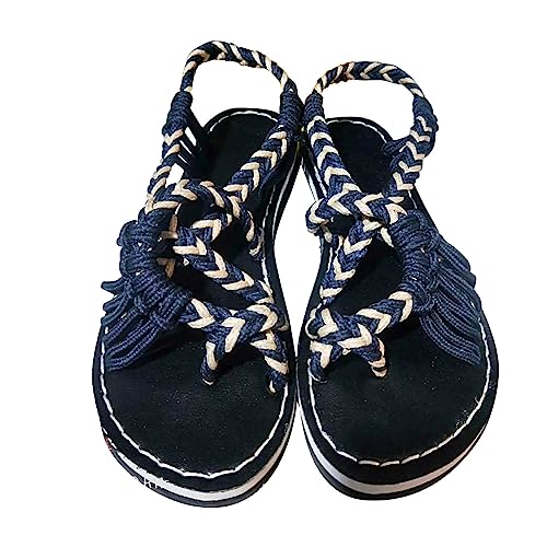 SHOBDW Chanclas Mujer Sandalias Verano Planas Con A Juego De Colores Talla Grande Para 2026 Nuevas Playa Europeas Y Zapatos 35 Womens Sandals Atadas Al Pie Sandalia Calzado Barefoot Women 37 Armada